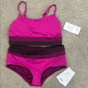 Athleta Pink and Purple Bikini Set